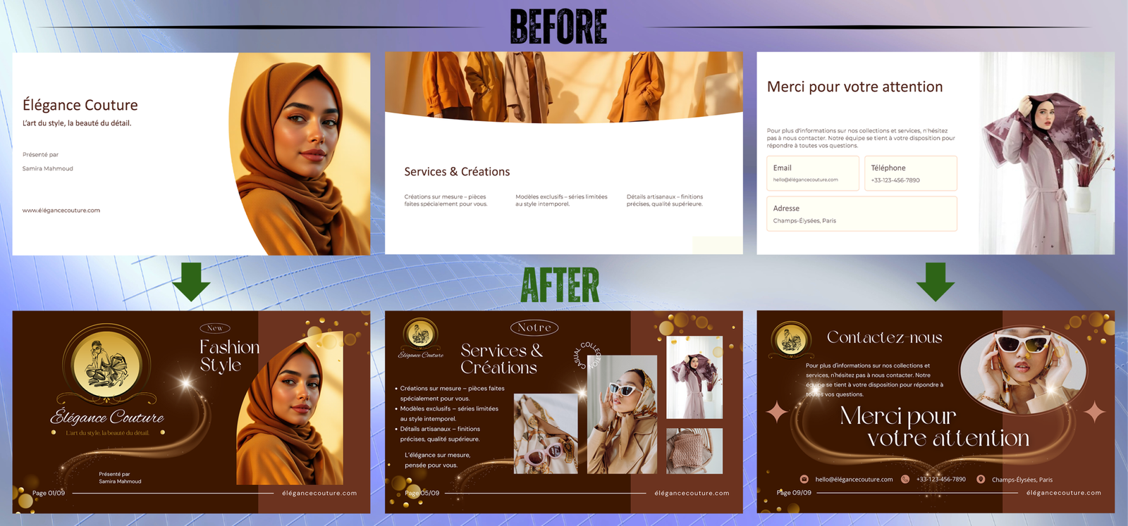 5 ÉLÉGANCE COUTURE prima e dopo